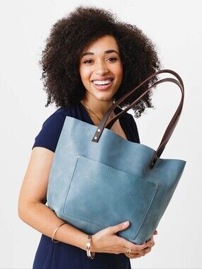 Portland leather company medium blue tote